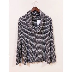 APROPOS Gray & Black Striped Cowl Neck XL